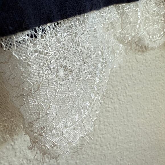 Preppy Sweater Vest Women XL Lace Hem Striped Classic Lightweight Tommy Hilfiger - Picture 4 of 9